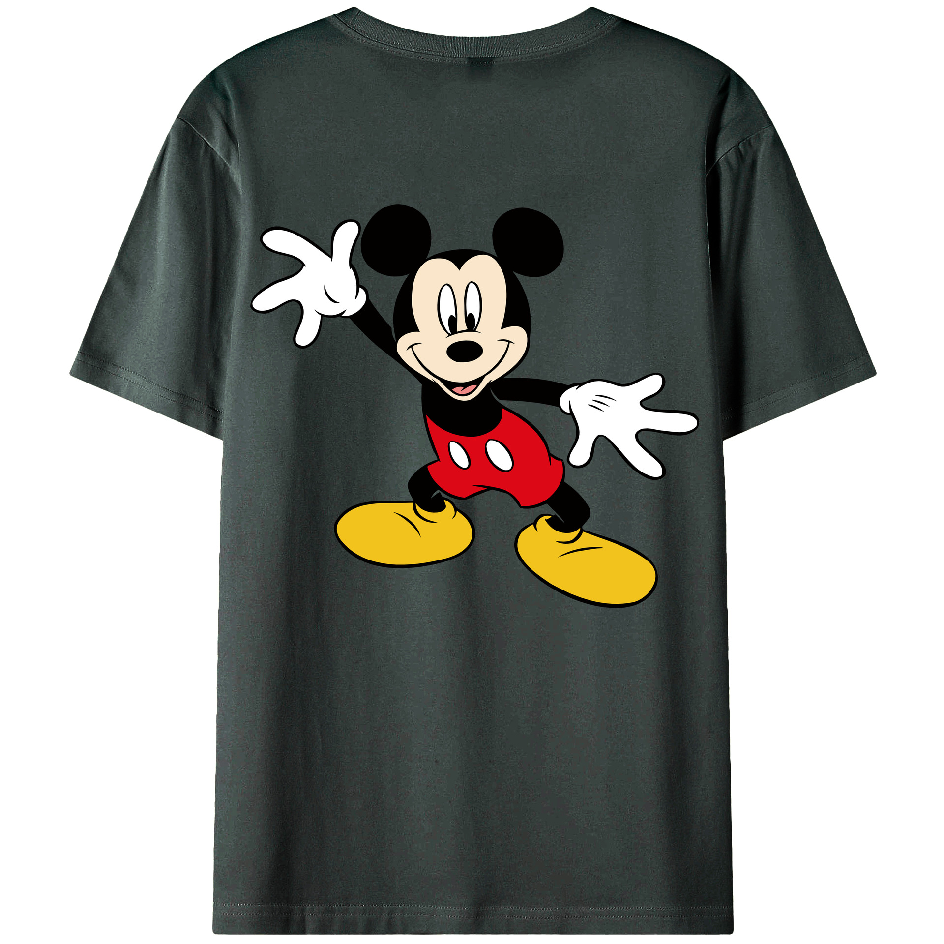 ミッキーマウス Mickey Mouse 綿100％ メンズ半袖Tシャツ（バックプリント） 通気性